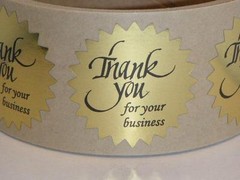 Thank You For Your Business Sticker Label 1.5″ Starburst Bright Gold 250/rl