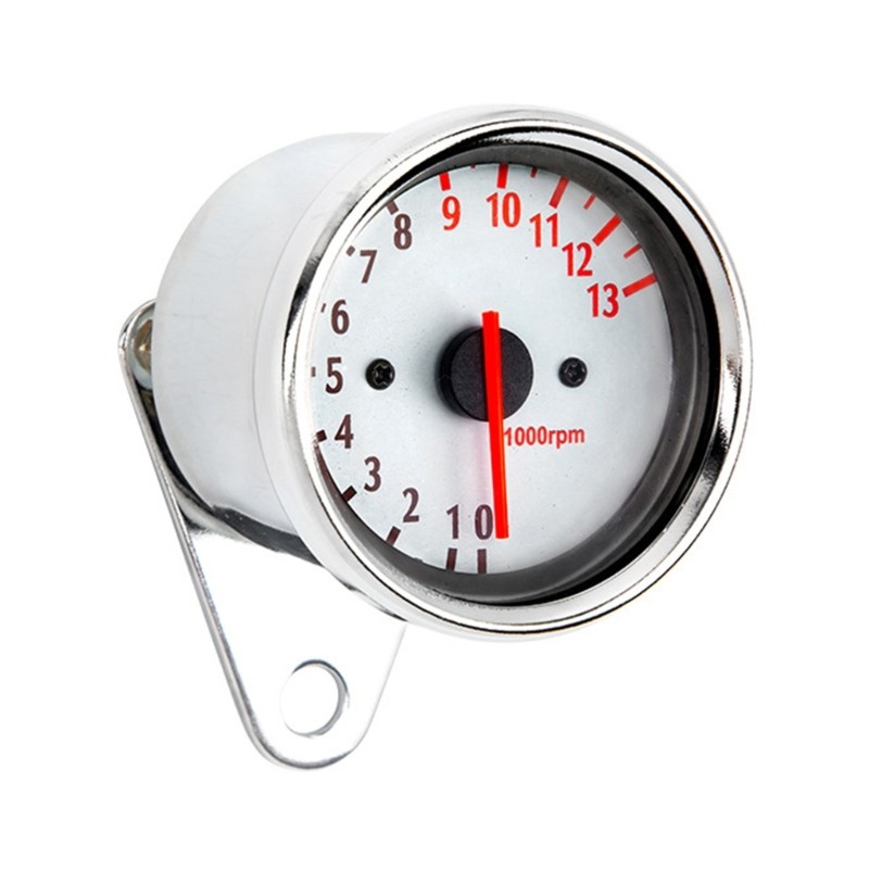 Motorcycle Tachometer with LED Backlit Retro Stainless Tacho Gauge 13000RPM