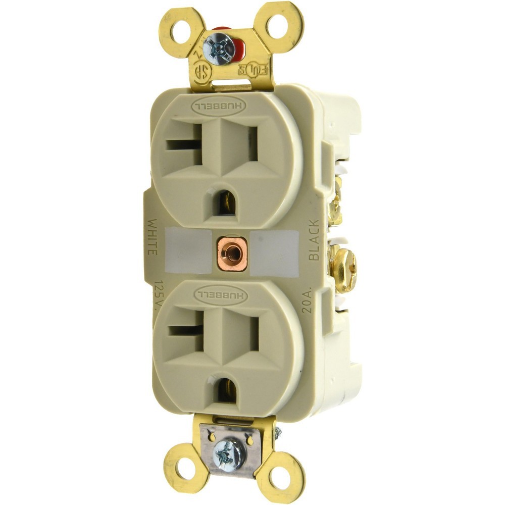 HUBBELL DUPLEX RECEPTACLE HBL5362I 20A, SPECIFICATION GRADE, IVORY *BOX OF 10