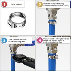 PEX Cinch Clamp Tool Kit w/ Stainless Steel Clamp Rings 20 -1/2″ & 10 – 3/4″)