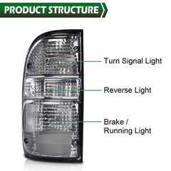 Tail Lights Toyota Tacoma 2001-2004 Smoky Lens Clear Housing Left&Right w/Bulbs