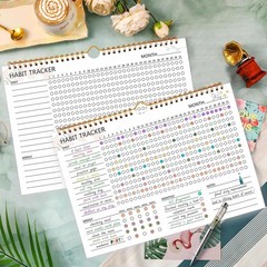Habit Tracker Calendar – 12 Months Undated Daily Goal and beige
