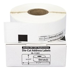 Non-OEM Fits BROTHER DK-1201 Labels (1-1/7″ x 3-1/2″) – (40) Rolls of 400