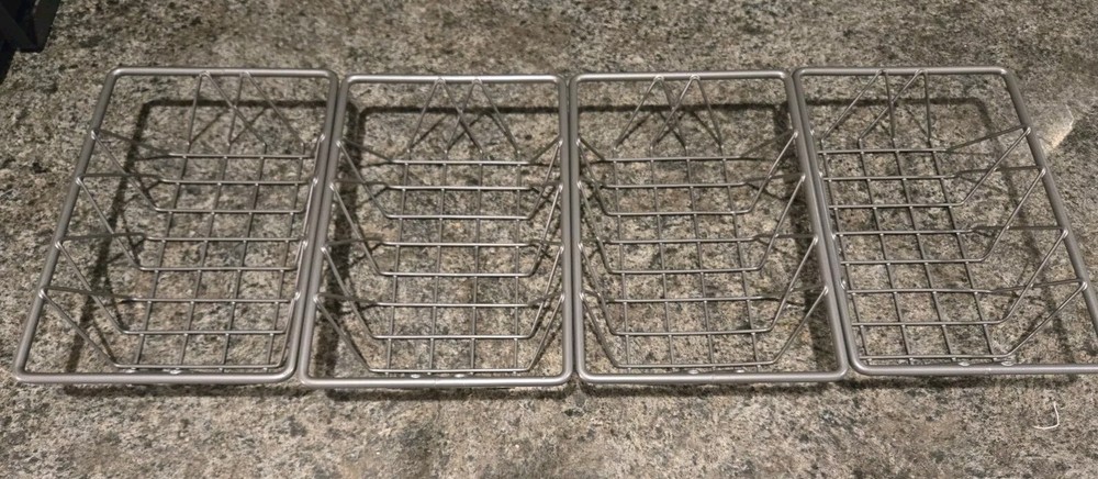 Set of 4 HUBERT Wire Display BAKERY BASKET Pastry Tray Rectangular Nickel VGC