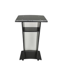 Black Wood Chruch Podium Acrylic Panel 46.5″Pulpit Lectern Christian Cross