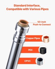 VEVOR 12 in Frost-Free Sillcock 1/2″ PTC x 3/4″ MHT Hose Bibb Anti-Siphon Valve