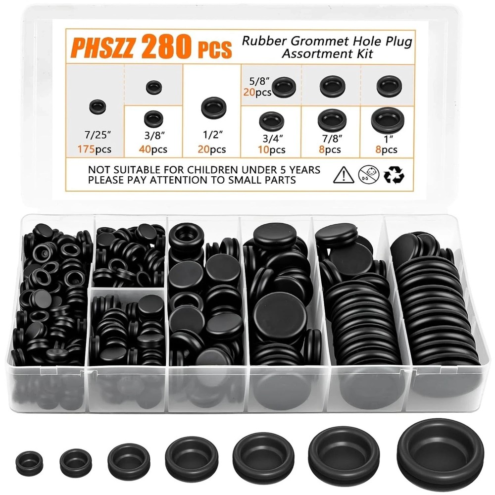 280 Rubber Grommets Kit Hole Gaskets Assortment Wiring Car Auto Firewall 8 Sizes