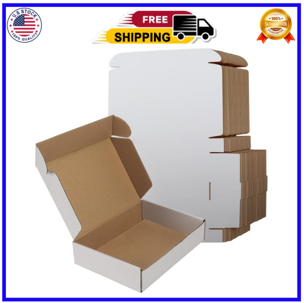 9x6x2 Shipping Boxes Set of 50, White Small Corrugated Cardboard Box, Mailer Box
