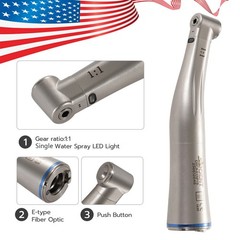 SANDENT Dental 1:1 Fiber Optic LED Contra Angle Handpiece Push Button E-type DT