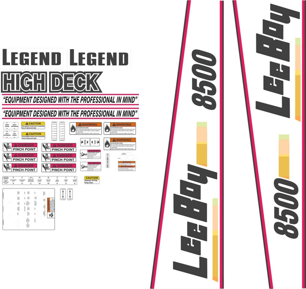 Leeboy 8500 Decal Kit- Very high quality aftermarket decals