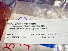 340 pcs Cornell Dubilier Knowles DPM2S22K-F .022UF, 250V, FILM, 10%