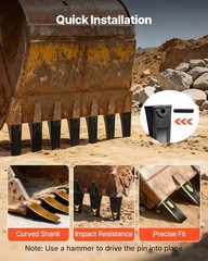 Excavator Bucket Teeth with Pins 4 Pack X156L Tooth Set for Smooth