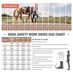 HISEA Men Grain Leather Western Cowboy Boots Steel/Soft Toe Waterproof Work Boot