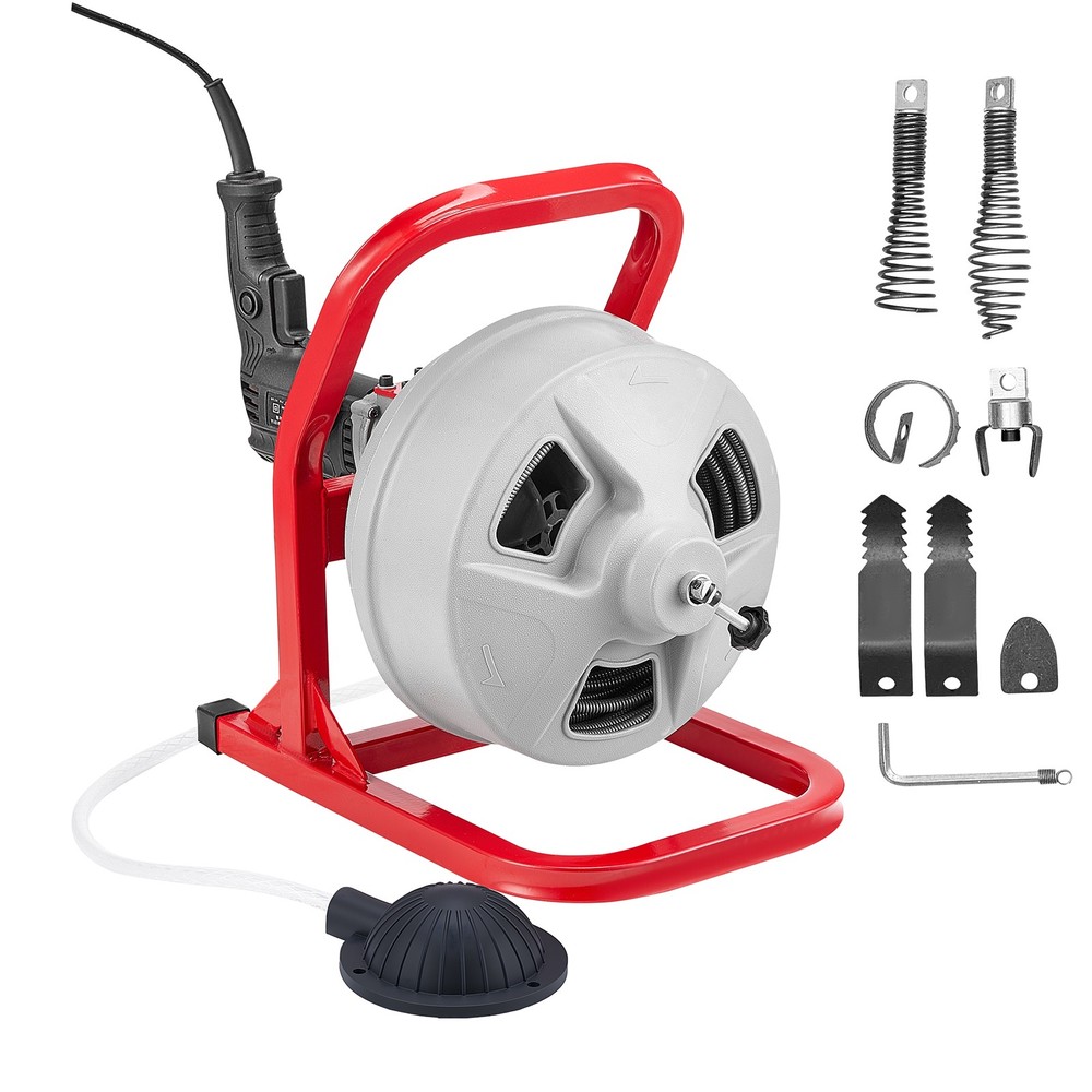 VEVOR Drain Cleaner Machine 50FT x 5/16″ Manual Feed with 228RPM Electric Drill