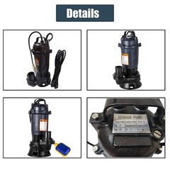 2HP Submersible Sump Pump 1500W Cast Iron Sewage Pump 6498GPH w/66ft HOSE 220V