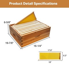 ⏯10-Frame Medium Super Bee Box Wax Coated Bee Hives Beehives Frame Wax Foundatio