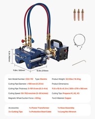 VEVOR Electromagnetic Gas Pipe Cutting Machine 0.2″-4″ Thick Tube 2″-30″/Min