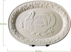 Ovente Ceramic Oval Turkey Platter White P4565W