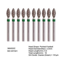 Dental Endo Diamond Burs FG Pointed Football 368/023C Coarse Grit High Speed