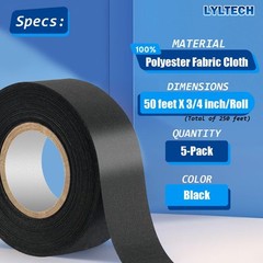 Wire Harness Tape 328 FT 8 Rolls Polyester Flame Retardant 3/4 inch