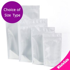 Multi-Size Matte Clear White Mylar Stand up Zip Lock Bag Pouch w/ Tear Notch W02