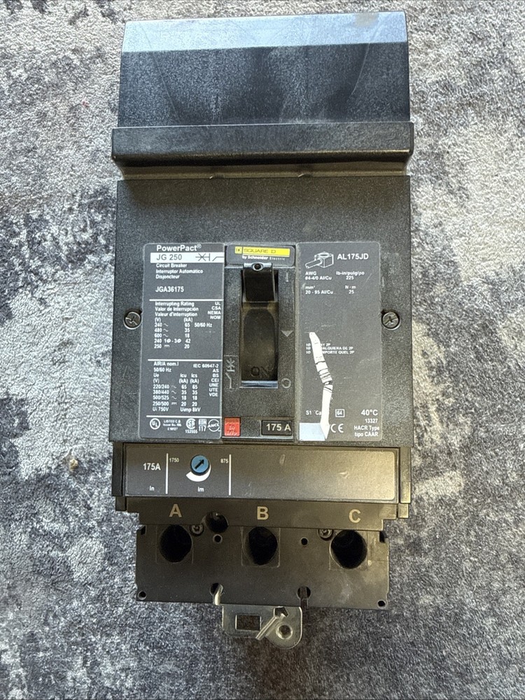 Square D JGA36175 I-Line Breaker 3-Pole 600V 175Amp