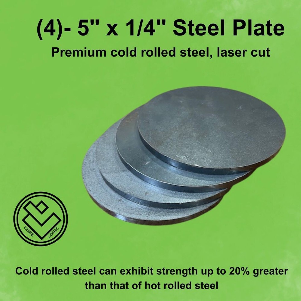 (4) -1/4″ Round Steel Plates, 5″ diameter, Cold Rolled Steel, Superior Strength