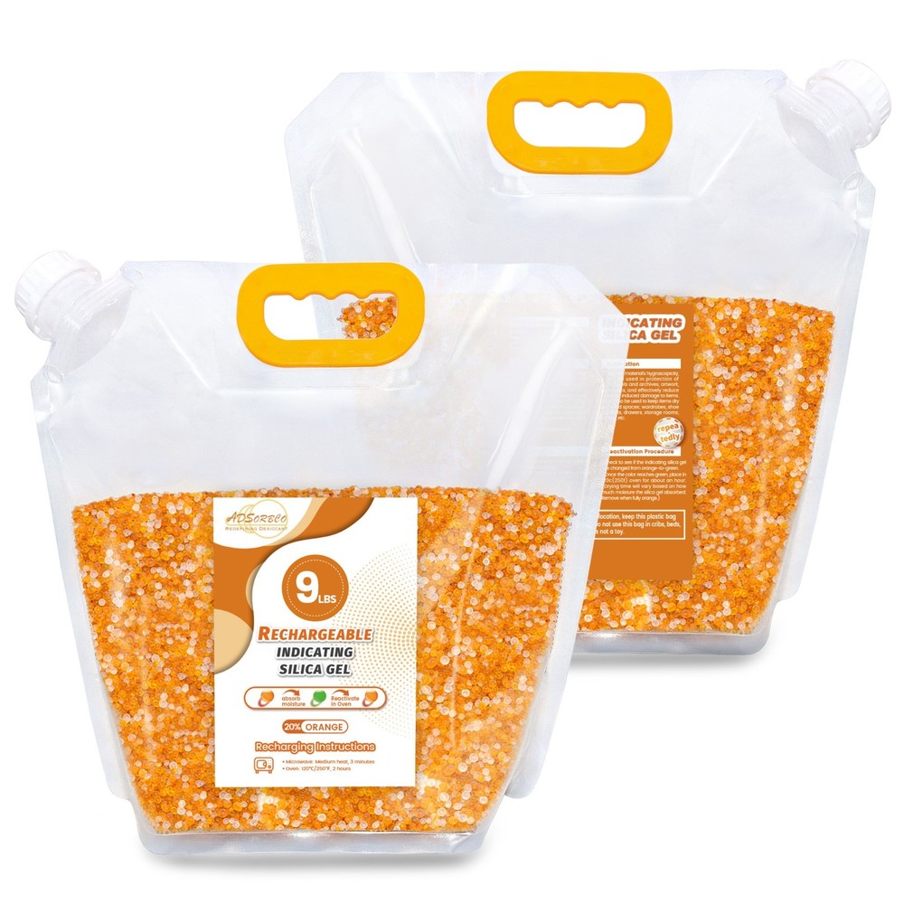 9 LBS Adsorbco Desiccant Beads, Indicating Silica Gel Beads (orange white mix ）