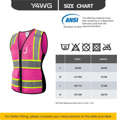 Safety Vest for Women with Pockets Snug Fit Neon Reflective Mesh Work Vest