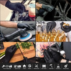 Dura-Gold HD Black Nitrile Disposable Gloves, Box Medium (Pack of 100),