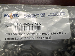 [Qty-50pcs] M4x0.7×12 18-8 SS Phillips Pan-Head machine screws Havis HW-MS-2745