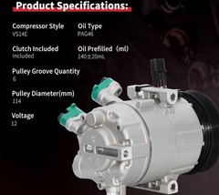 AC Compressor w/ Clutch for Hyundai Elantra 2017-2020 L4 2.0L 168374 97701F2100