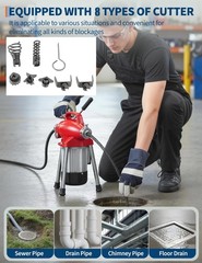 100’x5/8″ 550W Drain Cleaner Electric Sewer Snake Cleaning Machine 110V w/Gloves