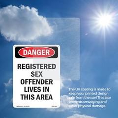 Portrait Registered Sex Offender OSHA Danger Sign Metal, Decal – 5 or 10 Pack