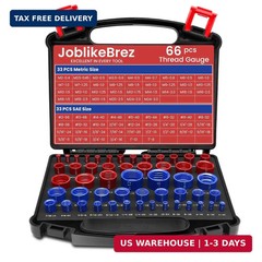 Thread Checker, 66pcs Nut and Bolt Thread Checker, 33 Inch & 33 Metric Box Set T