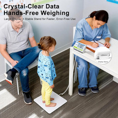 Medical Grade Floor Scale 440Lbs –10G High Precision (0.02Lb)–Extra Large Backli