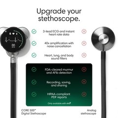 Eko CORE 500™ Digital Stethoscope — 40x Amplification, Active Noise Cancellat…