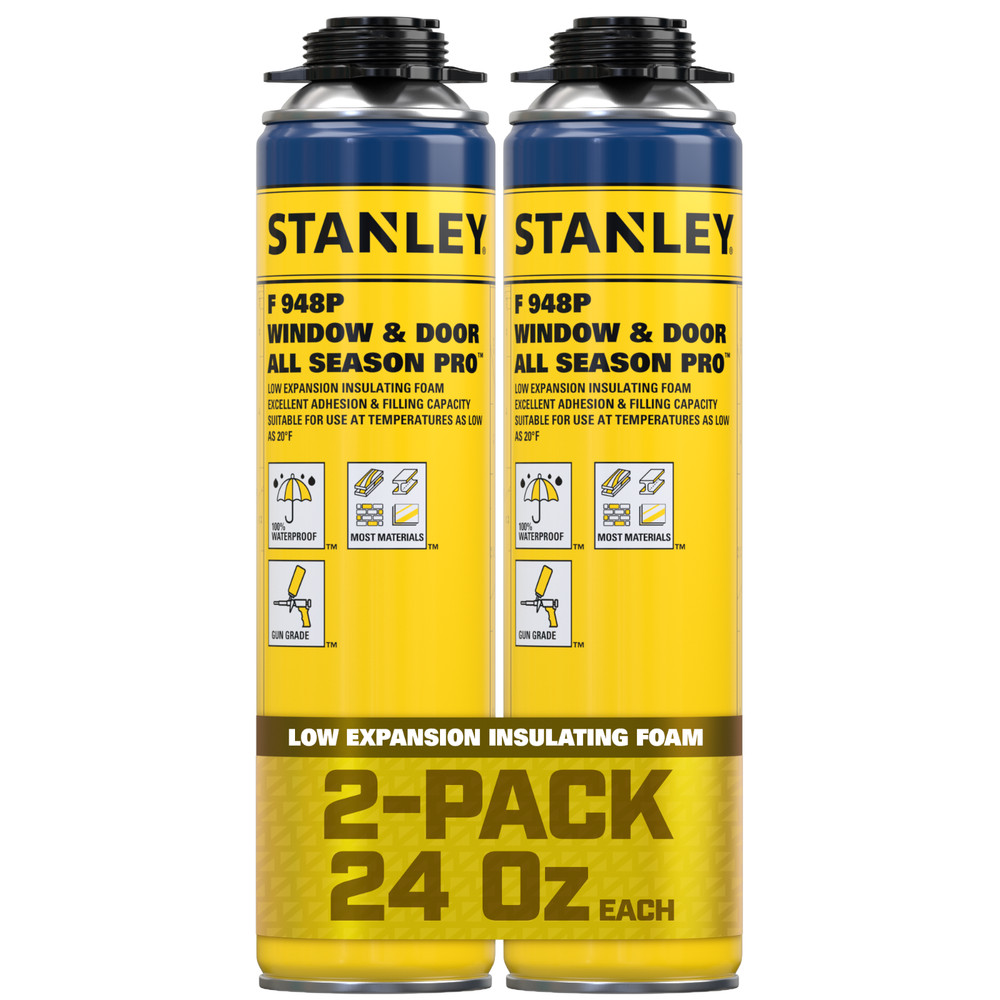 Stanley F948 All Seasons Pro Gap Filler Gun Foam 24oz, 2 Pack -Gun Not Included
