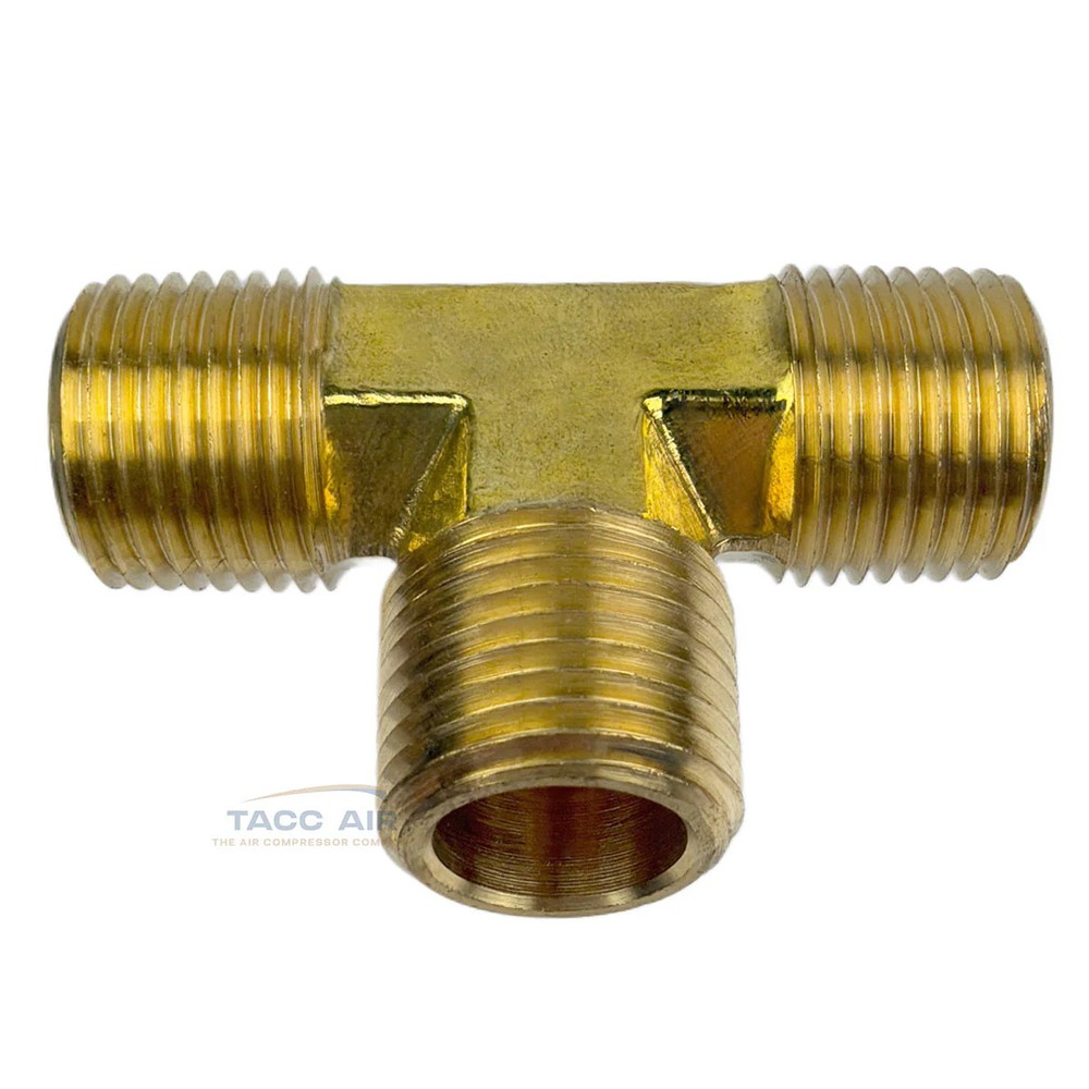 1/2″ x 1/2″ x 1/2″ NPT Male Equal Pipe Tee Brass 3 Way MNPT Fitting