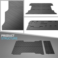 TPE Truck Bed Mat+Tailgate Mat Floor Mats, 2PCS