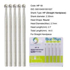 Wave Dental Surgical Burs 44.5mm for Straight Handpiece Carbide Round HP 10