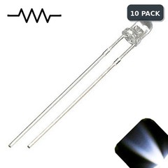 10 x 12v 3mm LED Light Cool White Ultra Bright Internal Resistor 5v-15v 9v 6 no