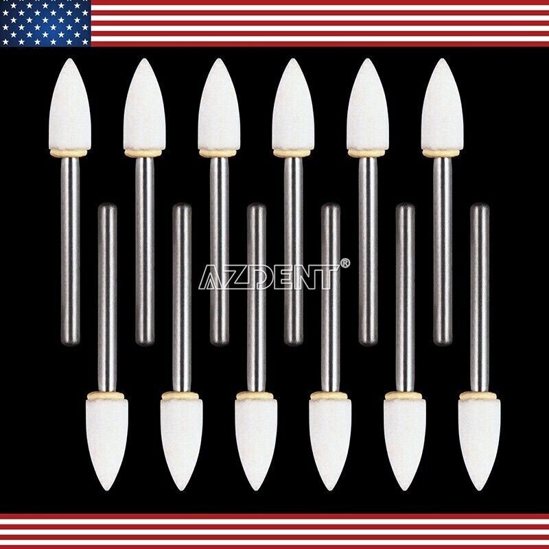 12Pcs Dental Flame White Stone Polishing FG Burs Point Bur 12/pk Abrasion FL2