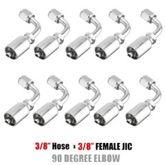 NEW 10x 13943 6-6 PK STYLE HYDRAULIC HOSE FITTINGS 3/8″ Hose 3/8″ FJIC 90 Degree