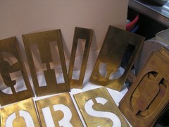 Vintage CH Hanson 45 Brass Stencils 4” Letters Numbers +Punctuation with OLD Box
