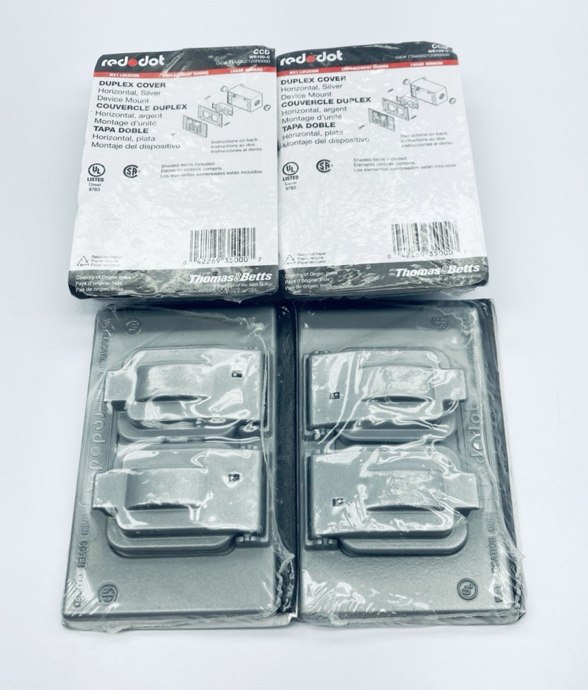 Lot of 4 Red Dot CCD / WR100-C Duplex Weatherproof Cover 1-Gang w/ gasket