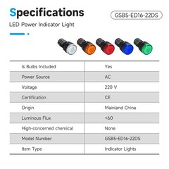GEYA LED Power Energy Saving Indicator Pilot Light Signal Lamp 12/24/110/220/380