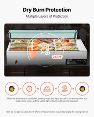 VEVOR Commercial Food Warmer 9-Pan 1500W Buffet Bain Marie with Glass Cover