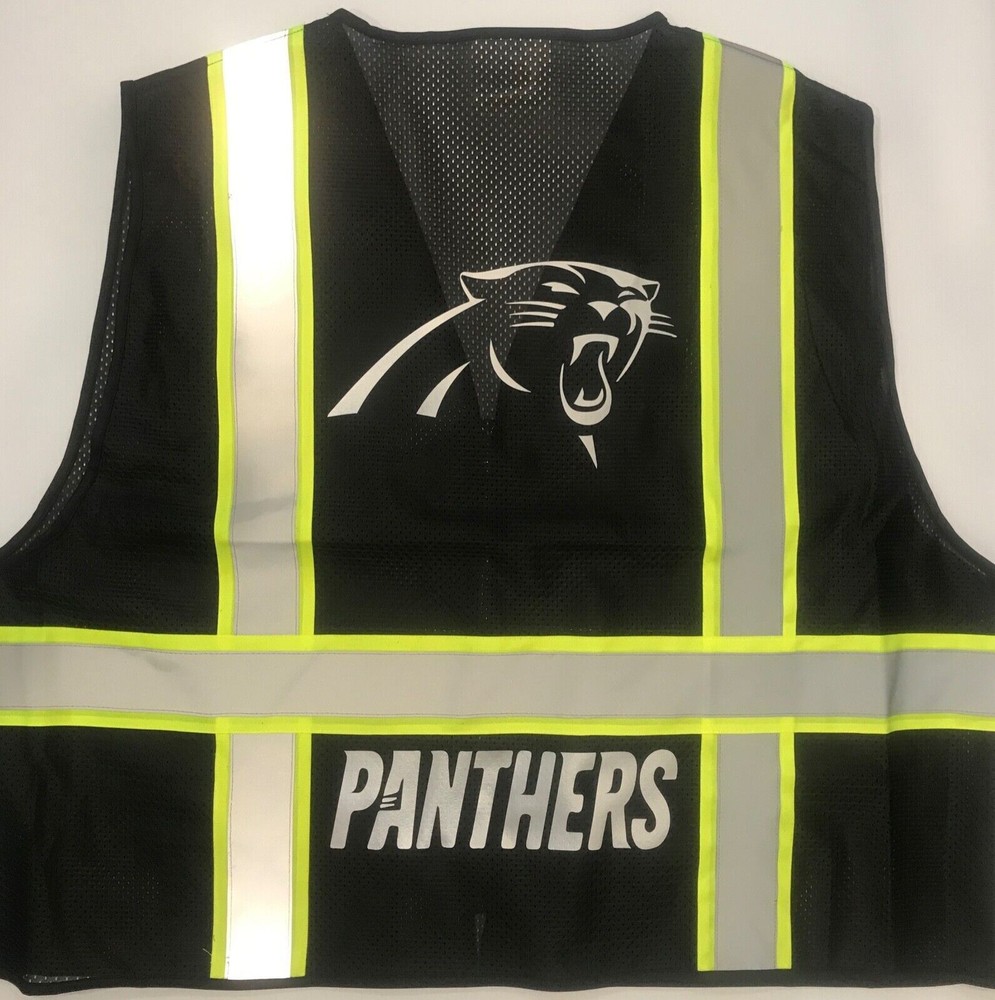🏈🦺CAROLINA PANTHERS WORK SAFETY PPE VEST W/SILVER REFLECTIVE LOGO M/L/XL/2XL