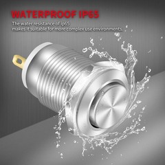 6pcs 12mm Momentary Push Button Switch 12V Waterproof Power Pushbutton Small …